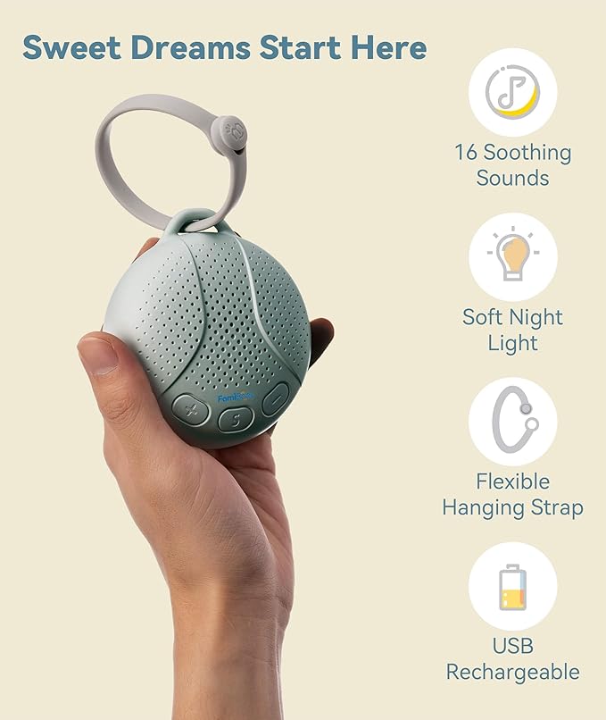White Noise Machine for Babies and Kids - Baby Sleep Soother | Portable Sound Machine with Night Light for Nursery | 16 Soothing Sounds | Shush | Travel | Registry Gift | Baby Shower