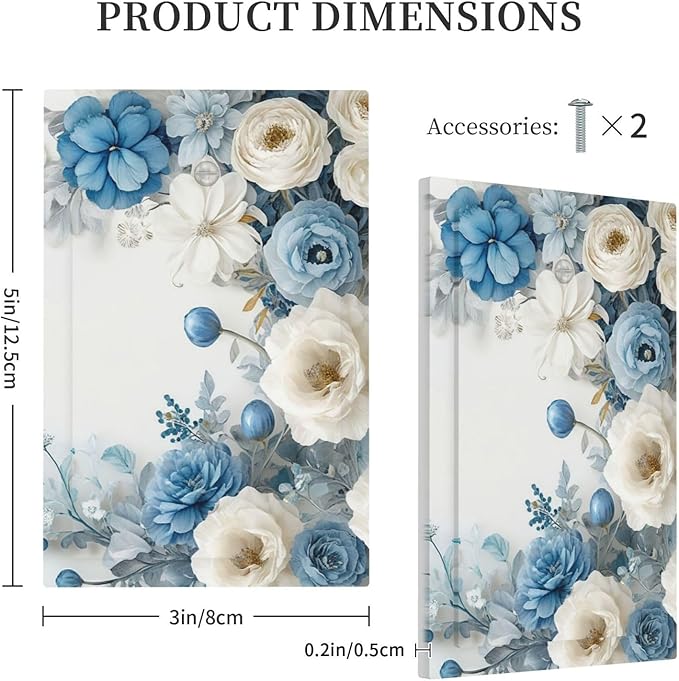 Decorative Light Switch Cover Plate Blue Rose White Flowers Rustic Floral 1 Gang No Device Single Blank Outlet Covers Wall Plate Cover Switchplate Electrical Face Plate