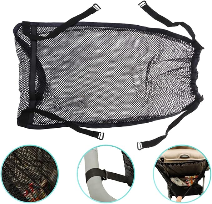 Universal Stroller Organizer, Universal Baby Stroller Hanging Mesh Pocket with Detachable Straps, Infant Prams Storage Organizer Bag