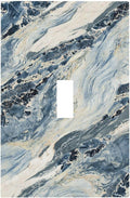 Decorative Light Switch Cover Blue Grey Marbling Modern Abstract Design 1 Gang Single Toggle Decorator Outlet Wall Plate Device Electrical Faceplate Switchplates for Bedroom living Room