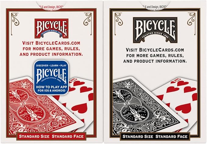 Bicycle 48pk Red & Black Rider Back Playing Cards, Standard Index, Decks of Cards, Premium Poker Cards for Blackjack, Casino Games & Family Game Night, 2 Count (Pack of 1)