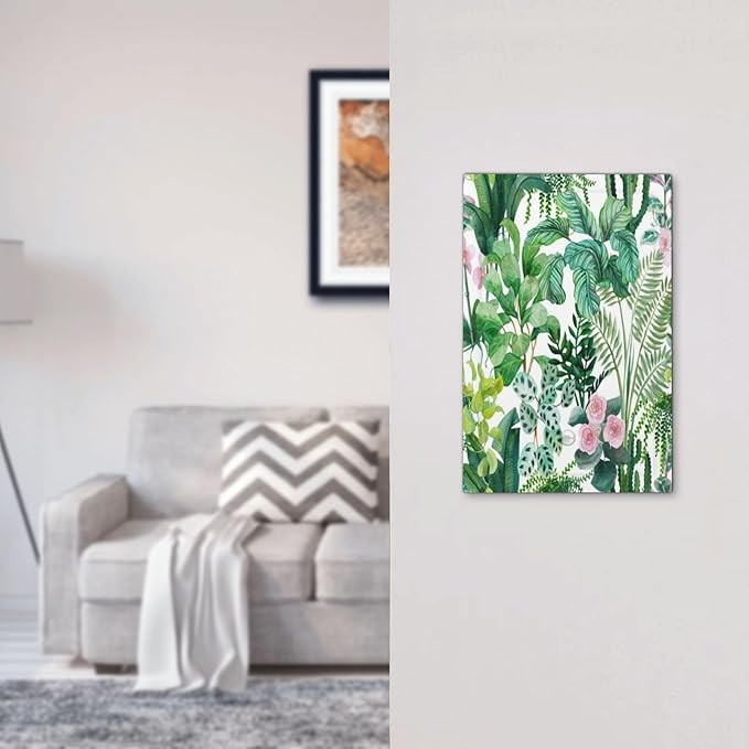 Tropical Palm Leaves Green Jungle Botanical Floral Flowers Light Switch Cover Plate 1 Gang No Device Blank Electrical Wall Plates Faceplate Decorative Switch Plate for Bedroom Living Room Decor