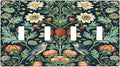 Light Switch Cover Plate Strawberry Birds Flowers Plant Morris Floral 4 Gang Quad Toggle Decorative Switch Plates Electrical Wall Plates Faceplate for Bathroom Bedroom Decor