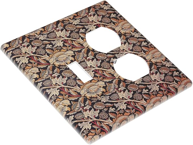 Wallplates Vintage William Morris Floral Plants 1 Toggle 1 Duplex Switch Plate Electrical GFCI Faceplate Decorative Light Switch Covers for Bedroom living Room Decor