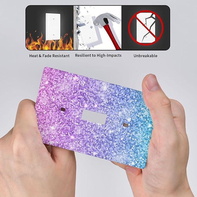Pink Blue Mermaid Light Switch Cover Plates Decorative Single Toggle Wall Plate, 1 Gang Lightswitch Cover
