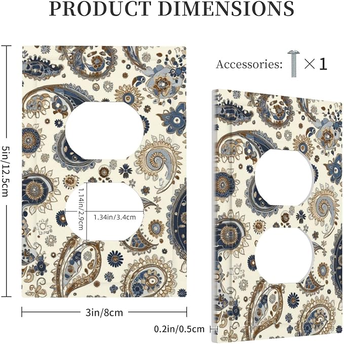 Outlet Covers Doodle Style Floral Abstract Teardrop 1 Gang Duplex Light Switch Cover Decorative Switch Plates Electrical Receptacle Faceplate Wall Plate For Bed Room Living Room Decor