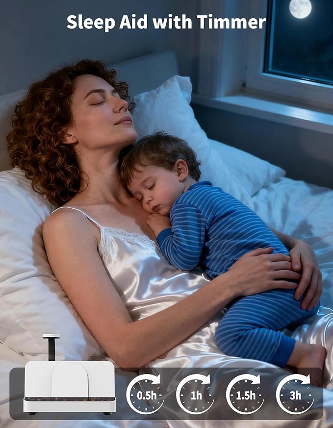 MYPLUS White Noise Machine, 10 Soothing Sounds Sleep Sound Machine with 15W Wireless Charging Station, 7-Color RGB Night Light, Remote for Sleeping, Nursery