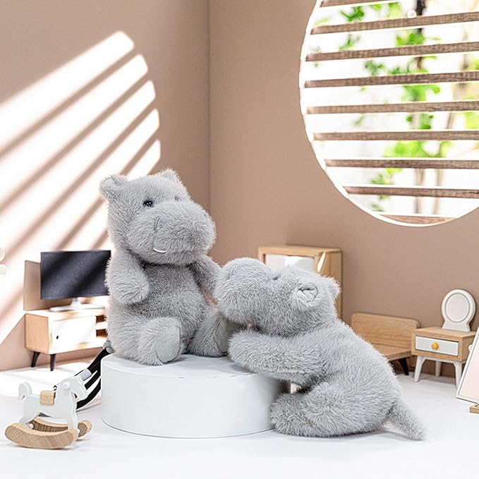PEACH CAT Hippo Stuffed Animal Cute Hippopotamus Plushies Small Plush Toys Gifts for Girls Boys Kids Grey