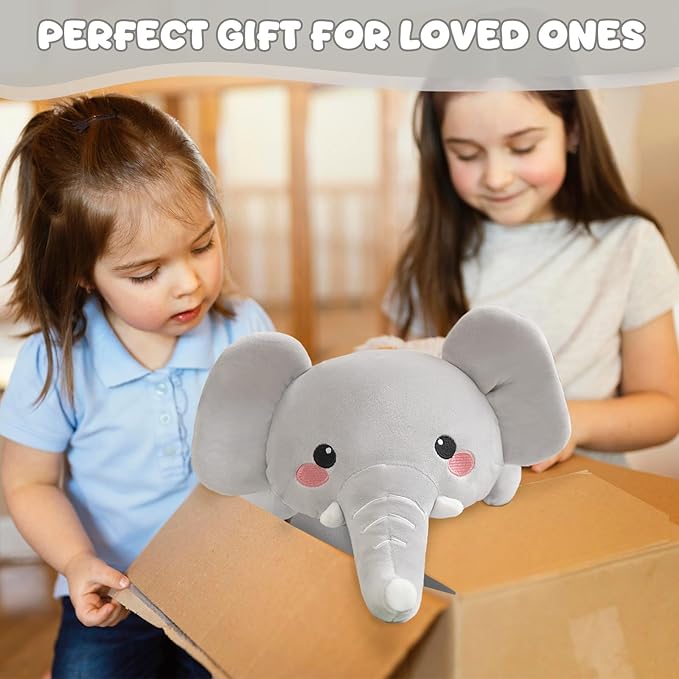 TOYSYM Weighted Stuffed Animals, Elephant Stuffed Animal with Weighted Beads, Cute Plush Toy Pillow Gifts for Adults Kids Boys Girls