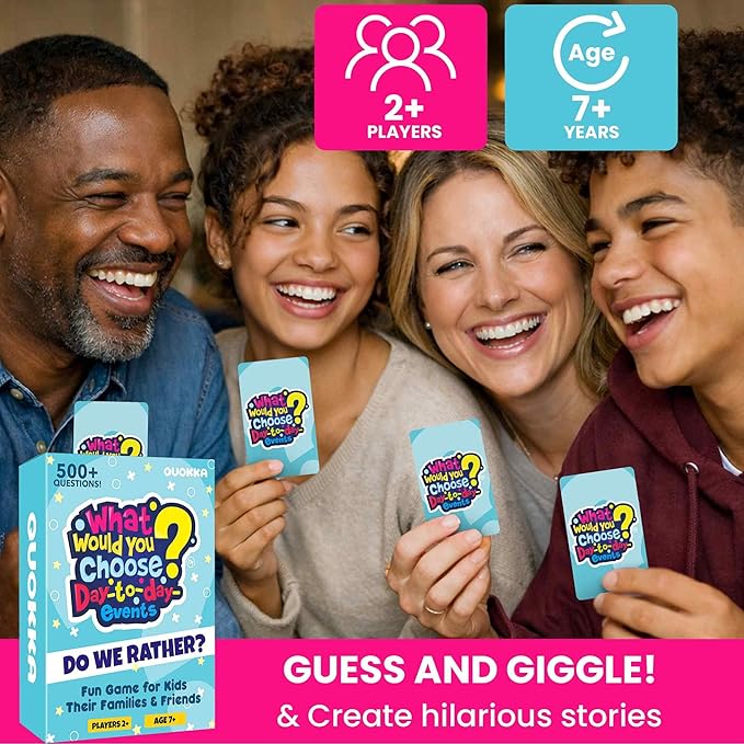 QUOKKA Fun Card Game for Teens, Kids & Adults – Fun Party & Family Board Game | What Would You Chose Challenges | 500+ Hilarious Icebreaker Questions for Friends, Family Nights, Travel & Sleepovers