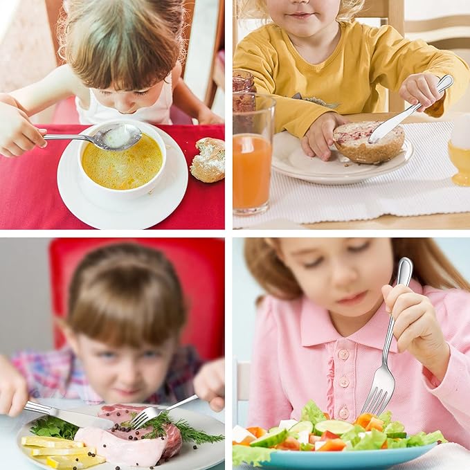LIANYU 15-Piece Kids Silverware Set, Stainless Steel Toddler Utensils Flatware Set, Child Cutlery Tableware for 5, Include Knife Fork Spoon, Mirror Finished, Dishwasher Safe