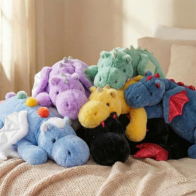 ARELUX Giant Weighted Winged Dragon Plush Toy - 35.4" 5lbs Soft Stuffed Animal, Pterosaur Plushie Fuzzy Dinosaur Pillow Plushies Cuddly Removable and Washable Yellow