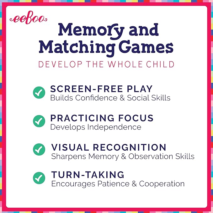 eeBoo: Memory and Matching Game- I Never Forget a Face- 24 Pairs, Develops Recognition, Concentration, Memory & Social Skills, Age 3+