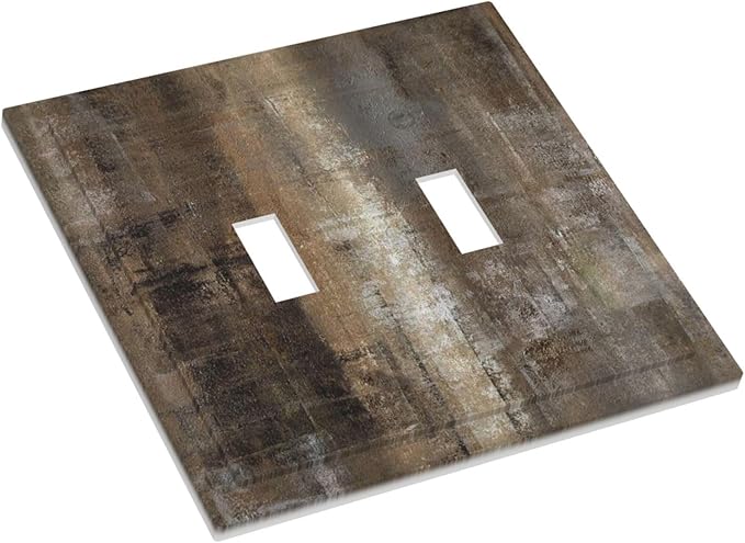 Light Switch Cover Plate Tan Brown Rustic Abstract Wood Vintage Wooden 2 Gang Double Toggle Decorative Switch Plates Plug Cover Wall Plates Electrical Faceplate for Farmhouse Home Decor