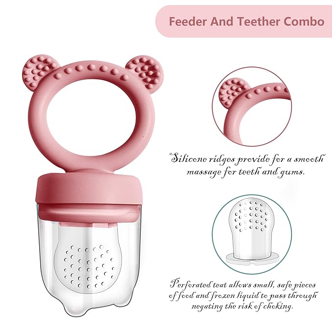 BigSpinach Silicone Baby Food Freezer Tray with Teething Popsicle Molds - Baby Fruit Feeder and Breastmilk Teether Combo