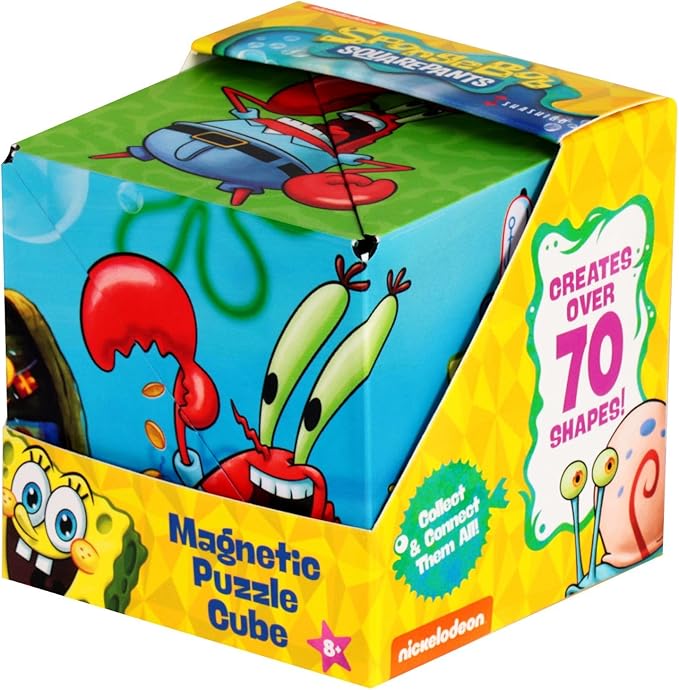 SHASHIBO Spongebob Squarepants Shape Shifting Box - STEM Magnetic Fidget Cube that Transforms Into Over 100 Shapes, Download Fun in Motion Toys Mobile App (Krusty Krab)