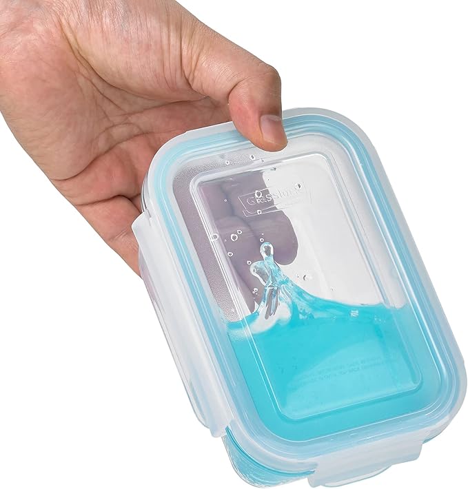 Glasslock Mini Reusable 5 Ounce Rectangular and 7 Ounce Square Tempered Glass Food Storage Container Set for Fridge and Freezer, 8 Piece Set