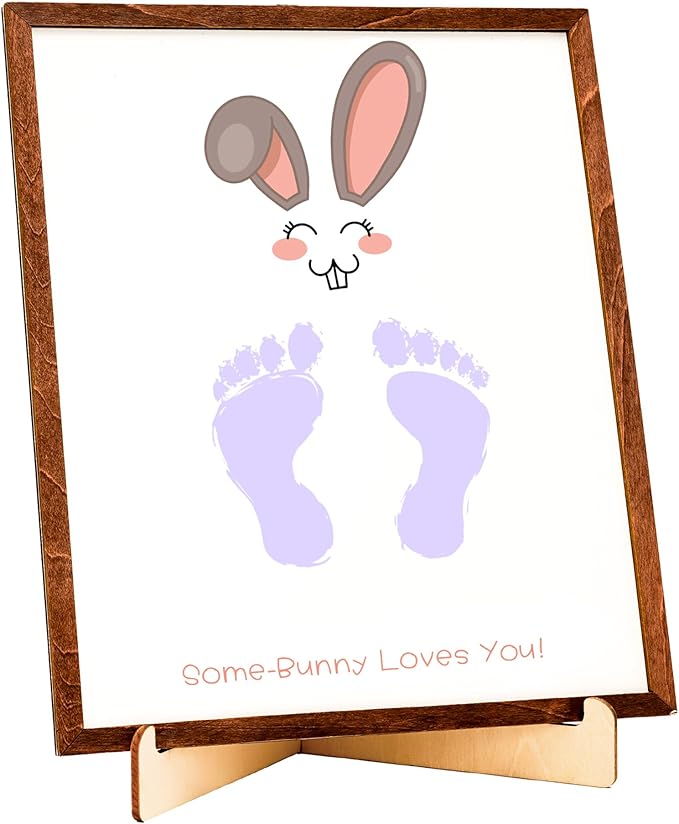 Easter Bunny Footprints, Baby First Easter, Newborn Footprint Kit, Baby Keepsake, Some-Bunny Loves You, Framed Gift for New Mom, Nursery Decor, Infant Memory DIY Footprint Art Display