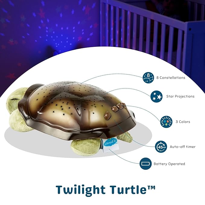 Cloud b Calming Nightlight Star Projector | Gentle Brightness | 3 Colors | 8 Constellations | Auto-Shutoff | Twilight Turtle Green