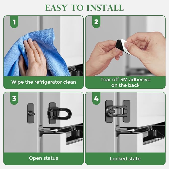 5 Pack Baby Proofing Cabinet Locks – No-Tool Adhesive Child Proof Refrigerator Lock, Oven Lock Child Safety, Fridge Lock, Dishwasher, Drawers & Cabinets | Strong Hold, Easy to Install (Black)