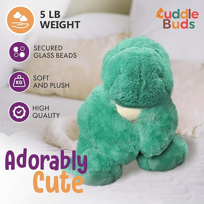 Cuddle Buds 5lbs Weighted Dinosaur Stuffed Animal for Sensory Needs, 20'' Plush Dino, Weighted Stuffed Animals for Adults, Soft Dinosaur Toy