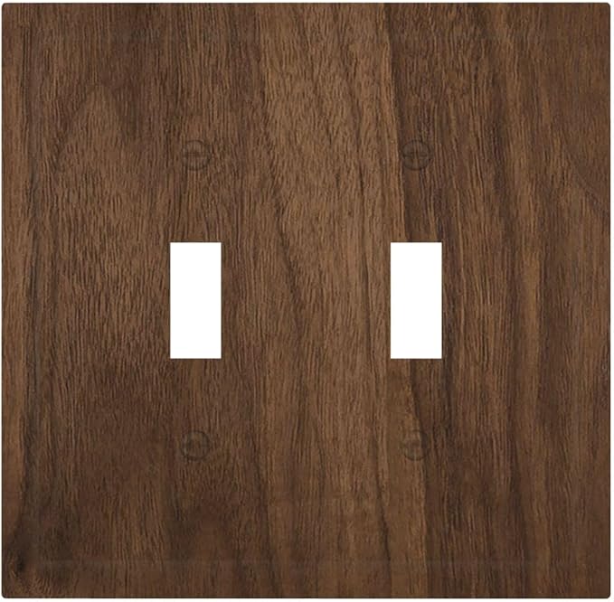 Decorative Switch Plate Covers Dark Brown Wood Grain 2 Gang Double Toggle Light Switch Cover Plate Electrical Wall Plate Outlet Cover Outlet Light Switch Cover for Farmhouse Cabin Decor