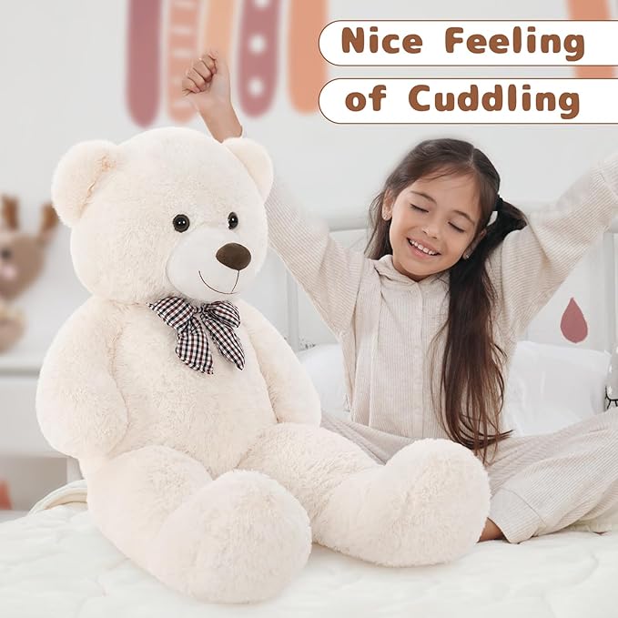 MaoGoLan Giant Teddy Bear Plush Toy - Ultra Soft & Cute Large Stuffed Animal 39 inches, Perfect for Baby Showers, Birthdays, Valentines Day Gifts (Kids, Couples, Family),Beige
