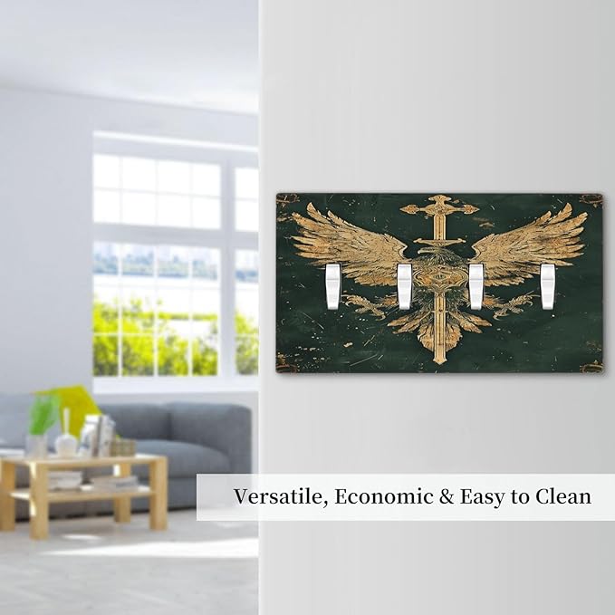 Medieval Retro Golden Eagle Totem Light Switch Covers Quad Toggle 4 Gang Wall Plate Decorative Switch Plates Electrical Faceplate for Bedroom Living Room Decor