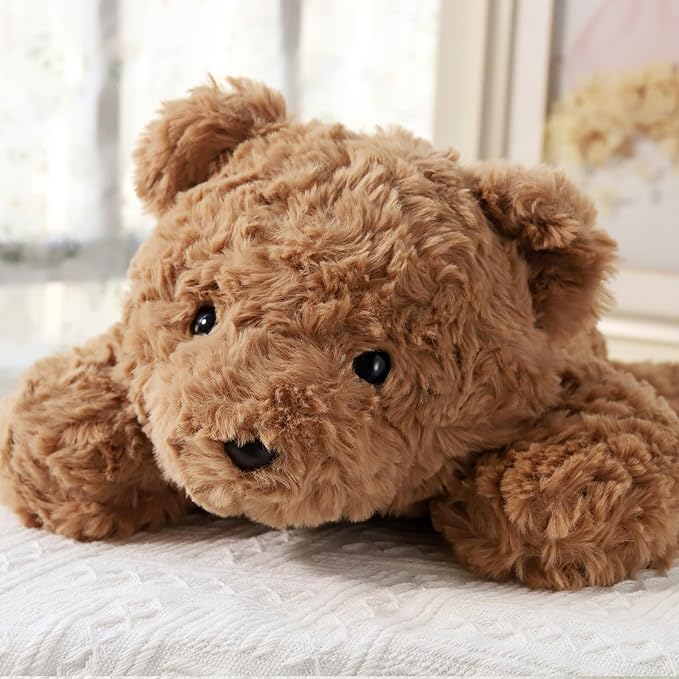 Large Weighted Teddy Bear Stuffed Animal 27.5" 5.5Lbs, Sturdy and Fluffy Brown Bear Plush Toy for Adutls Cuddle, Cute Plushy Hugging Pillow Toy for Adutls