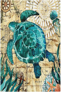 Nautical Ocean Map Tortoise Turtle 1 Gang No Device Wall Plate Decorative Blank Light Switch Cover Switchplate Electrical Faceplate for Bathroom Home Bedroom Art Decor