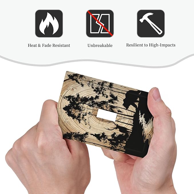 Rustic Forest Antler Black Bear Deer Silhouettes Decorative Light Switch Cover 1 Gang Single Toggle Device Electrical Faceplate Switchplates Decorator Outlet Wall Plate for Farmhouse Home Decor