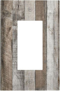 Natural Grey Wood Vintage Faux Wood Grain Decorative Outlet Covers 1 Gang Single Rocker Light Switch Cover Plate Wall Plates GFCI Faceplate for Farmhouse Home Decor