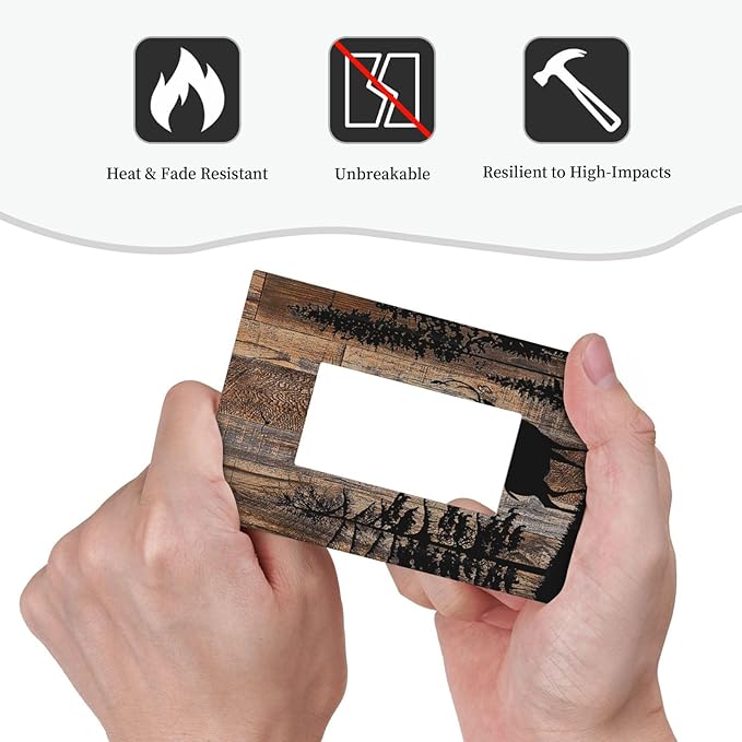 Decorative Outlet Covers Rustic Forest Antler Elk Deer Silhouettes Animals Wood Grain 1 Gang Single Rocker Light Switch Cover Plate Wall Plates GFCI Faceplate for Farmhouse Home Decor