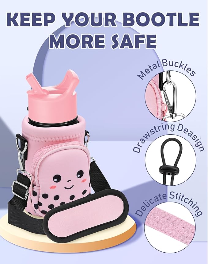 Miss Adola Water Bottle Carrier with Strap - Insulated Kids Water Bottle Holder for Boys Girls Bottle Bag for 10-18Oz