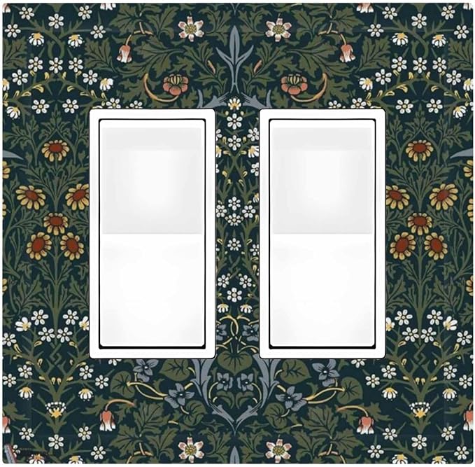 Decorative Outlet Covers Colorful Floral Boho Flower Plant Leaf 2 Gang Double Gfci Rocker Electrical Wall Panels Light Switch Cover Plate For Bed Room Living Room Decor