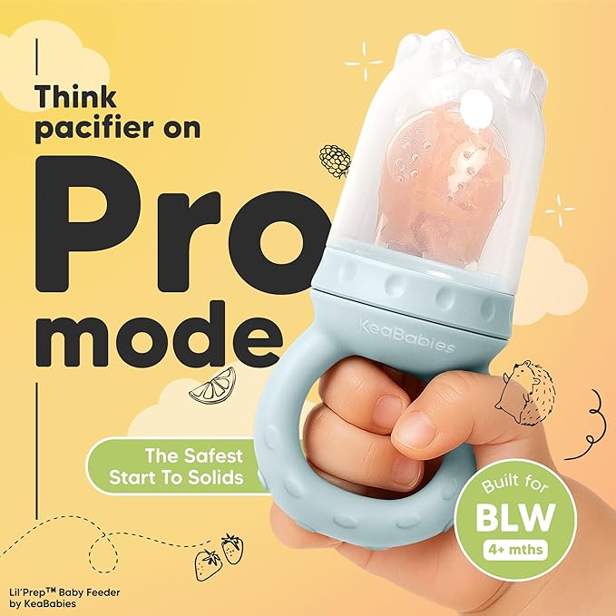 KeaBabies Baby Fruit Feeder 2pk - Silicone Baby Food Feeder for Babies 6-12 Months, Breast Milk Popsicle Teether, Weaning, Pacifier, Freeze Frozen Solid Food, Infant Feeding Essential (Peace)