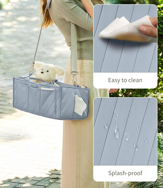 Baby Boy Essentials Diaper Caddy Organizer – Portable Storage Basket with Shoulder Strap & Stroller Hooks, Splashproof Quilted Nursery & Car Tote, Baby Gifts for Baby Shower, Classic Blue