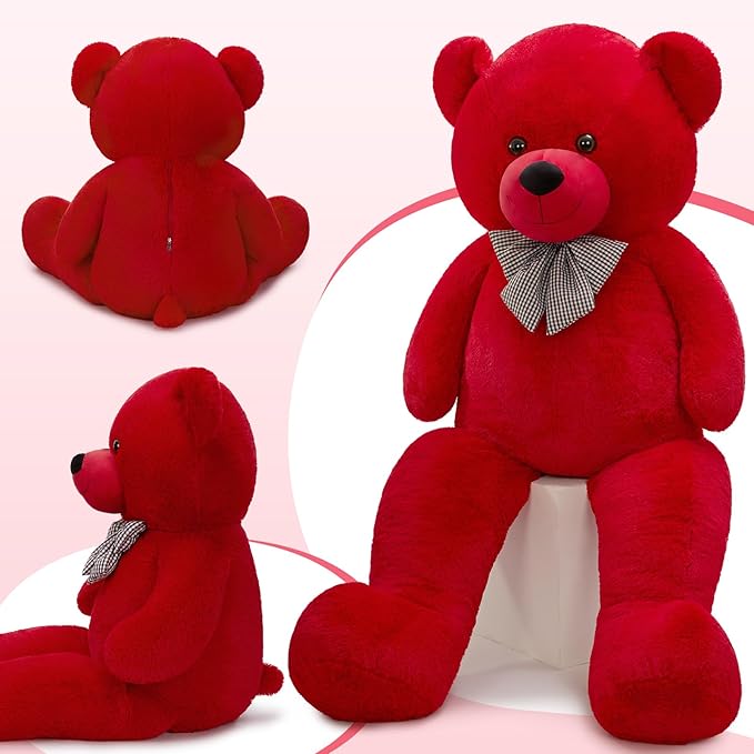 MaoGoLan Big Teddy Bear 55 inches,Life Size Big Plush Stuffed Animal,Adorable and Soft Red Teddy Bear Gift for Christmas,Valentines,Birthday,or Long Distance