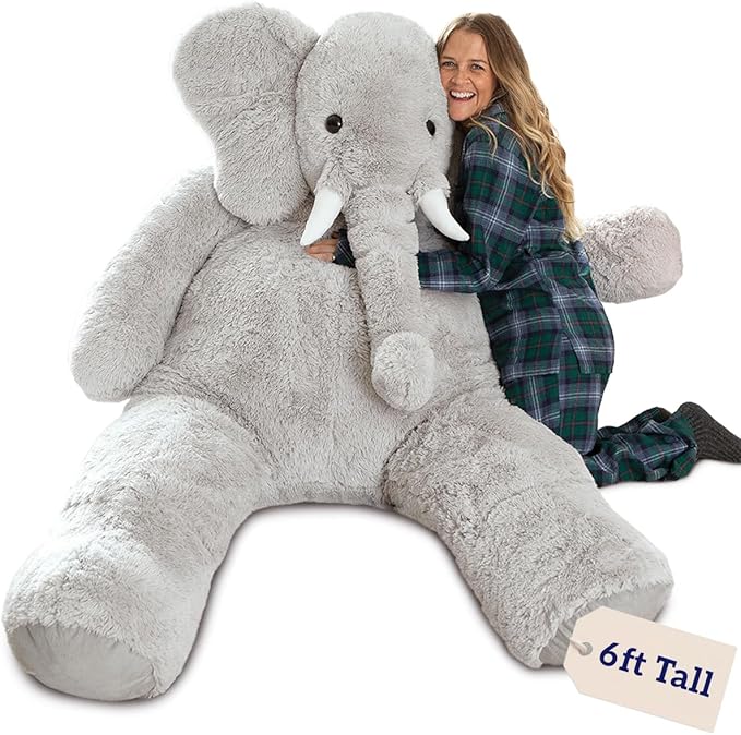 Vermont Teddy Bear Giant Elephant Stuffed Animal | 6 Foot Elephant Plush Toy | Collectible Plushies from Giant Cuddle Collection for Kids and Adults | Crafted in the USA