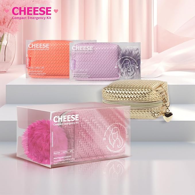 Kitgo Mini First Aid Emergency Clutch Kit -Mother Day Gift Compact Safety Pouch Party Bag with 27 Essential Items for Girl Lady Mother Wife Nurse for Girl Lady Mother Wife Nurse