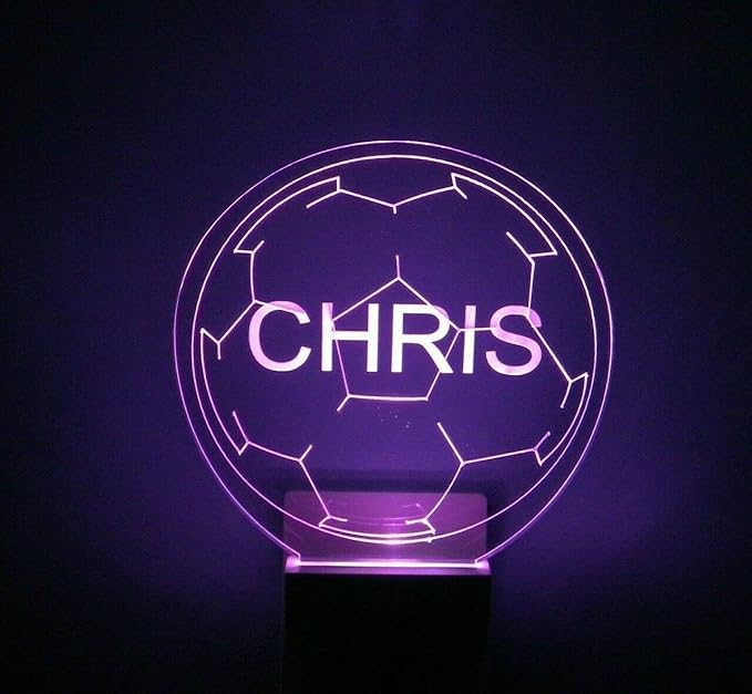Night Light Multi Color Personalized LED Plug-in, Ultra-Slim Touch Night Light Smart Dusk to Dawn Sensor, Kids Children's Bedroom Kitchen Bathroom Hallway Play Room Variations (Soccer Ball)
