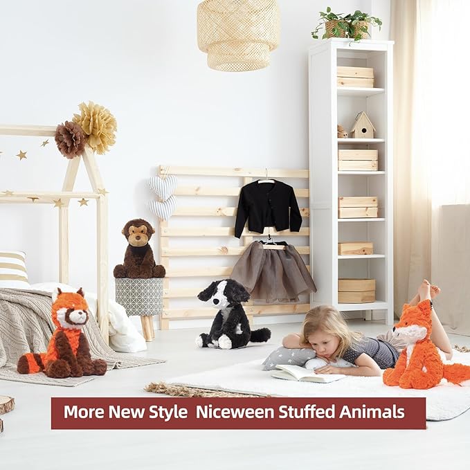 Stuffed Animals Border Collie Plush Toy 9.4-Inch Dog Stuffed Animal Soft and Cuddly for Boys and Girls Plush Toys, Black/White