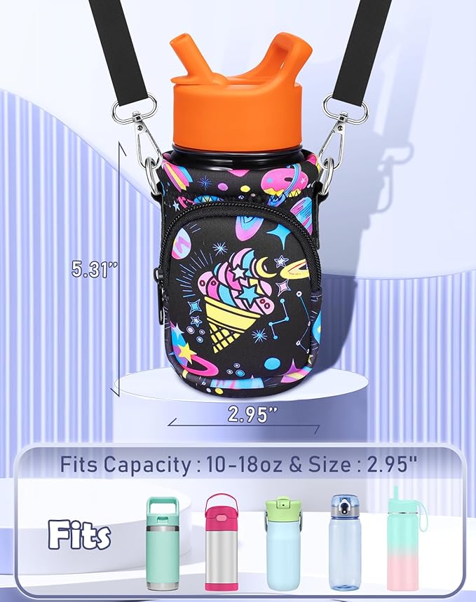 Miss Adola Water Bottle Carrier with Strap - Insulated Kids Water Bottle Holder for Boys Girls Bottle Bag for 10-18Oz