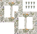 Outlet Covers Boho Floral Vintage Flowers Plants 1 Gang Duplex Light Switch Cover Plate Decorative Wall Plates Electrical Switchplate Receptacle for Bathroom Bedroom Decor（2 Pack）