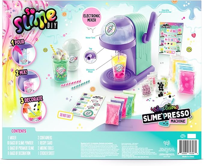 Canal Toys So Slime Slime’Licious Slime’Spresso Machine; Brew a Cuppa’ Stretchy Slime; Mixing Slime'spresso Has Never “Bean” So Much Fun; Simply Mix to Make 10 'Slimes; 5 Premade 'Slimes; Ages 6+