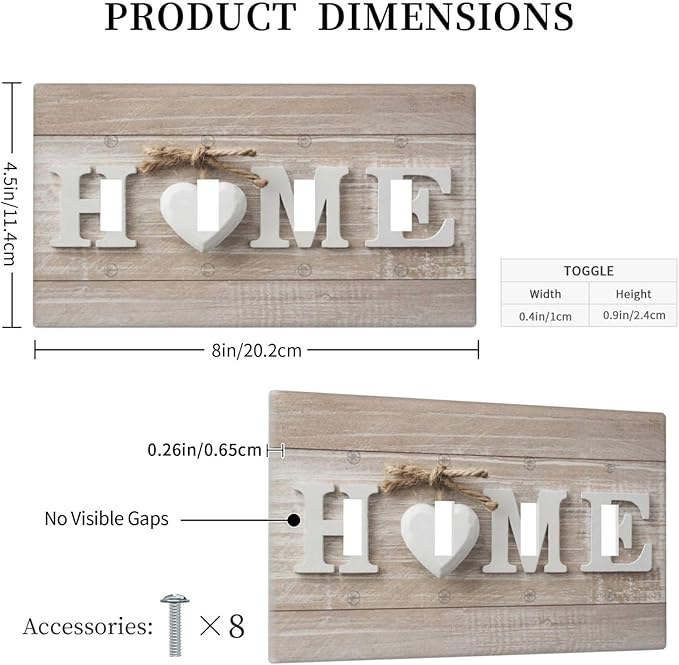 Farm Country Love Home Wood Print Decorative 4 Gang Quad Toggle Light Switch Cover Electric Large Size Quadruple Faceplate Decorative Switch Face Wallplate