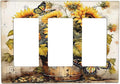 Light Switch Covers Rustic Vintage Sunflower Bouquet Butterfly 3 Gang Rocker Electrical GFCI Decorative Triple Outlet Wall Plate Cover Switchplate for Farmhouse Cabin Decor