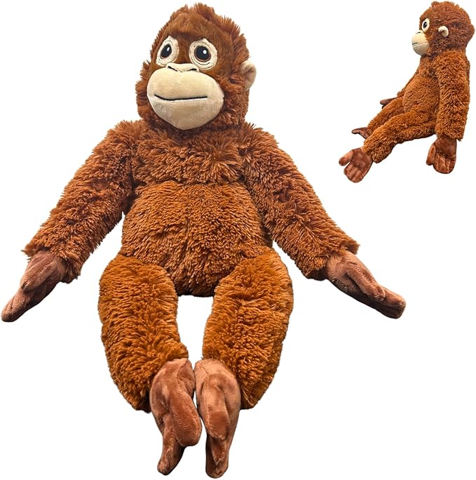 Punch Monkey Plush Toys, Punch The Monkey Soft Stuffed Animals Throw Pillow, Huggable Cuddly Orangutan Zoo Animal Plushies Doll, Gift for Kids and Adults (Orange)