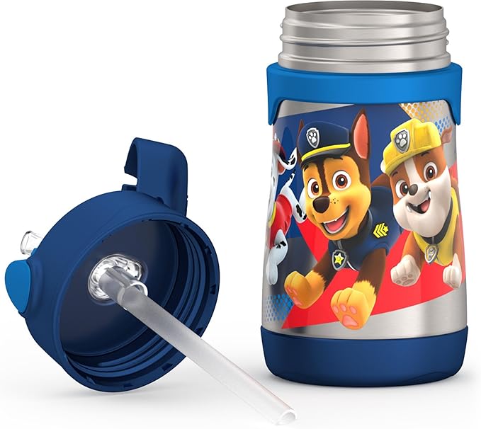 THERMOS Vacuum Insulated Stainless Steel 10oz Straw Bottle, PAW PATROL BOY (Pack of 3)