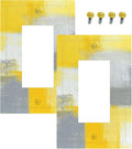 Outlet Covers Retro Modern Gray Yellow Ombre Abstract Art 1 Gang Duplex Light Switch Cover Plate Decorative Wall Plates Electrical Switchplate Receptacle for Bathroom Bedroom Decor（2 Pack）